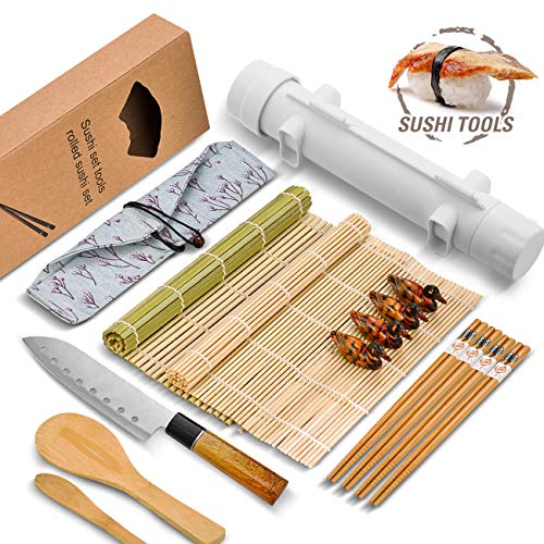 ISSEVE Sushi Making Kit, Bamboo Sushi Mat, All In One Sushi Bazooka Maker