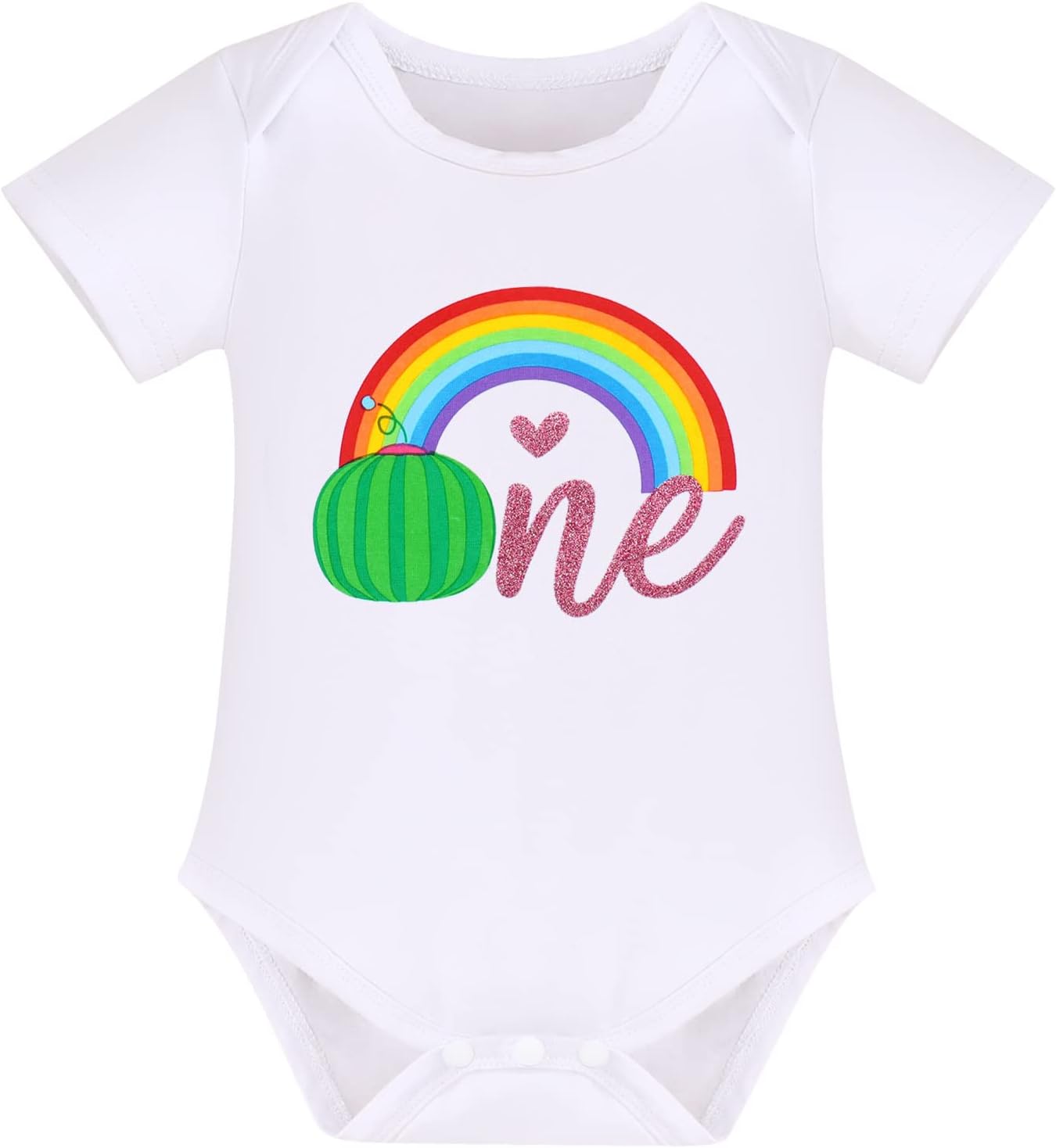 IBTOM CASTLE Watermelon 1st Birthday Rainbow Cake Smash Skirt Set with Princess Romper/Headband for Baby Girls Photo Shoot - Image 3