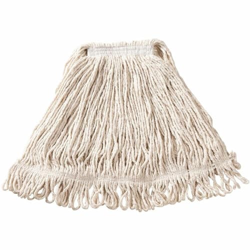 Rubbermaid Commercial Products Super Stitch Cotton/Synthetic Blend Wet Mop Head Replacement, 1-Inch Headband, Medium, White, Heavy Duty Industrial for Floor Cleaning Office/School/Stadium/Lobby image 2