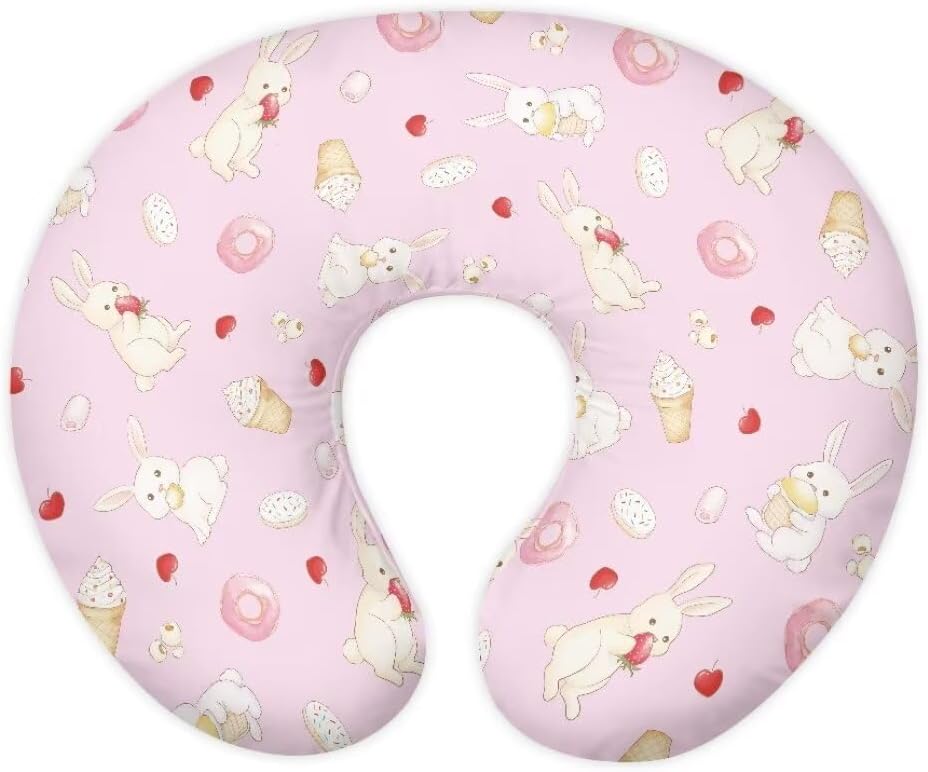 Dessert Rabbit Boys Nursing Pillow Covers Soft Breathable Breastfeeding Pillow Slipcover Baby Girls Nursing Pillow Cover Snuggle Me Nursing Pillow Cover
