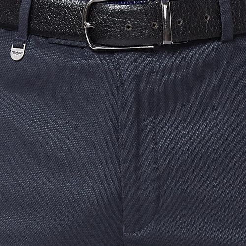 Image of Park Avenue Men's Polyester Blend Checks Small Pattern Super Slim Fit Flat Front Formal Trouser