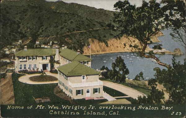 Home of Mr. Wm. Wrigley Jr. Overlooking Avalon Bay Santa Catalina Island, California Original Antique Postcard