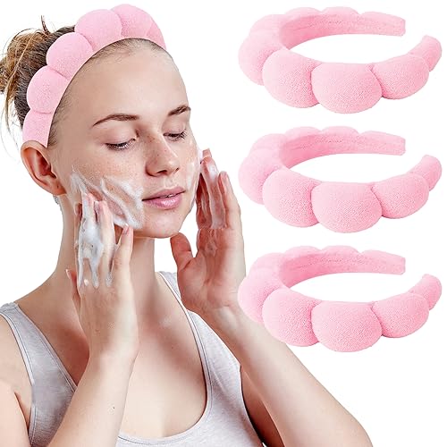 WHAVEL 3 Pack Spa Headband Pink