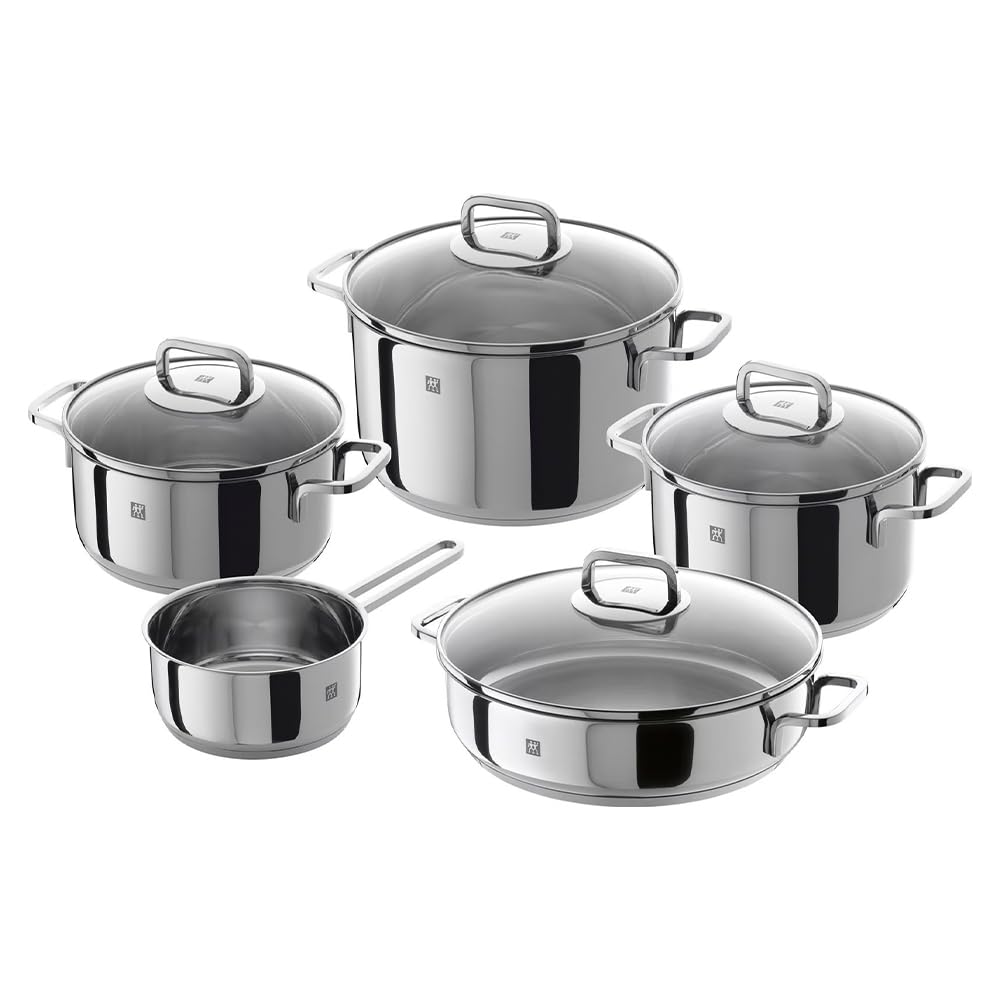 Zwilling Quadro Set Batteria da Cucina 5 Pezzi, Acciaio Inossidabile, 1 cm, 58x35x30 cm