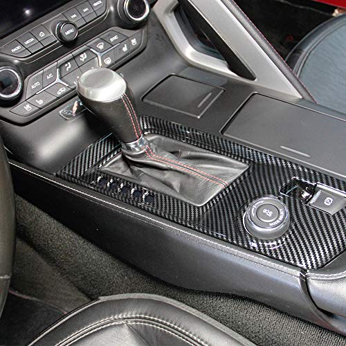 Carbon Fiber Look Control Gears Panel Protective Cover Molding Trims Accessories For 2014 2015 2016 2017 2018 Chevrolet Corvette C7 (Automatic Gear) #TOP6