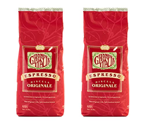Grande Italia Espresso; Small Batch Artisan Roasted; Originale, Medium Roast (2LB Bag, Pack of 2)