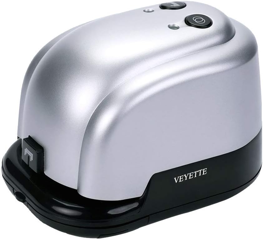 Electronic Stapler and Electric Paper 2 Hole Punch for Office School Home, Adapter Included, Silver