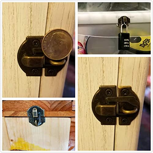 Dophee 12pcs Antique Brass Decorative Hasp Jewelry Wooden Box Hasp Latch Lock with Screws - Image 5