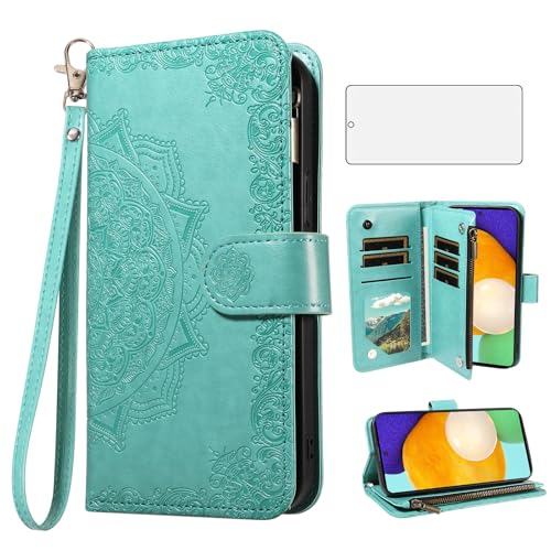 Coque portefeuille Samsung A52S 5G antichoc verte avec rabat