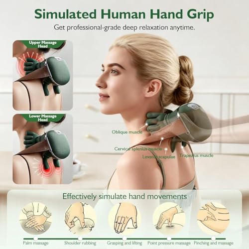 Image of Neck Massager for Pain Relief & Muscle Relax, Neck and Shoulder Massager Machine, Bionic Heated Massager, Hand Shape Massager, Siaasoo Massager, Portable Body Massager