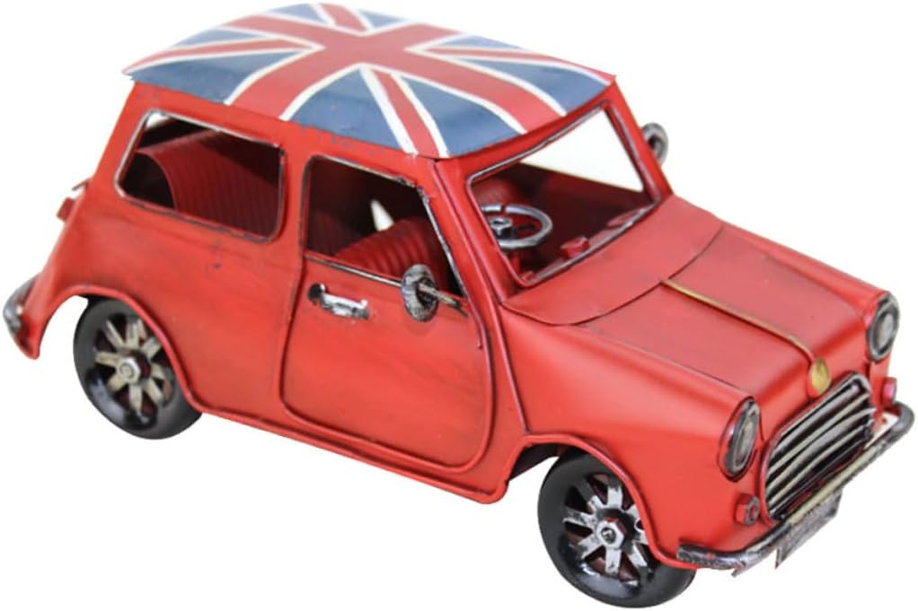Retro Mini Car Model Handcrafted Wrought Iron Desk Decoration Vintage Metal Car Ornament for Home and Office Decor