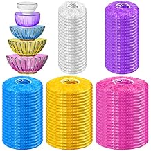 Cunhill 200 Pcs 5 Size Plastic Bowl Covers Bulk, Reusable Plastic Wrap for Food Sourdough Bread Baking Rising, Elastic Reusable Food Covers for Leftovers Family Outdoor PicnicVibrant Colors