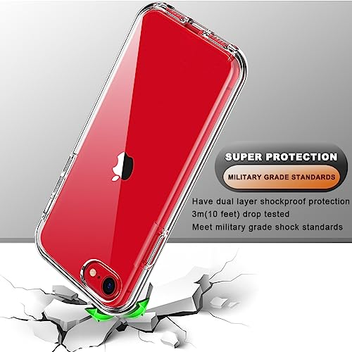COOLQO Compatible for iPhone SE 2020 Case 4.7 Inch, with [2 x Tempered Glass Screen Protector] Clear 360 Full Body Coverage Hard PC+Soft Silicone TPU 3in1 [Military Protective] Shockproof Phone Cover
