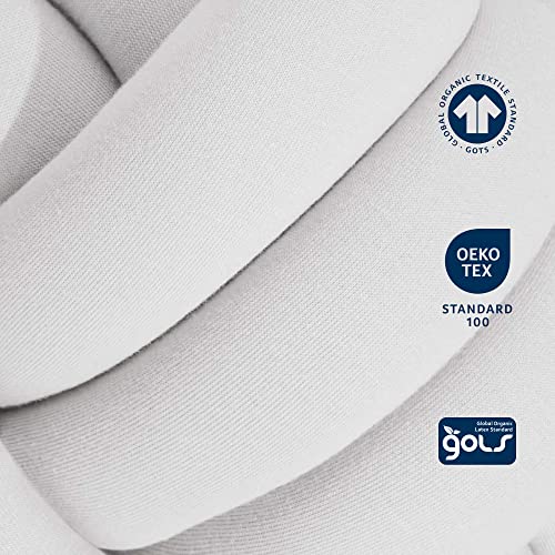 Image of Bearaby Hand-Crafted Knot Pillow Ball - Relieve Stress with Oeko-TEX Certified Organic and Gently Weighted Material - Handcrafted Throw Pillows from Natural Latex Foam (Moonstone Grey, Medium)
