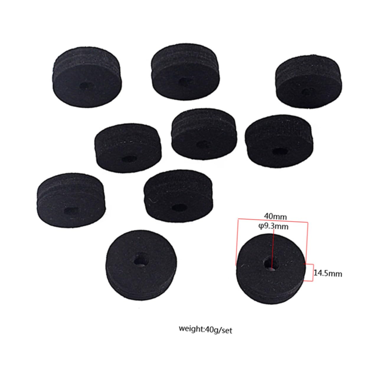 FUNOMOCYA 40mm Felt Suit Washers Drum Cymbal Felt Pads Low Volume Cymbals Replacement Mute Wash Instrument
