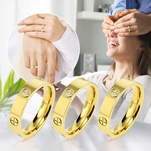 Ladies Stainless Steel Ring Love Friendship Ring Golden high polishing, low allergy Wedding Jewelry Valentine's Day Birthday Gift, 5-10 6