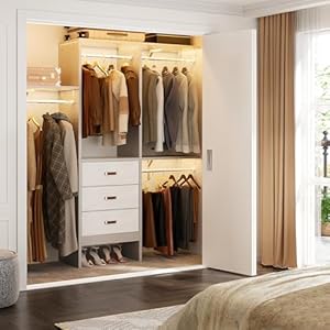 armocity 5FT Small Closet System with 3 Fabric Drawers 60 Inches Walk In Closet Organizer System With 3 Adjustable Shelves Heavy Duty Clothes Rack Built In Garment Rack 59 L x 16 W x 71 H Grey