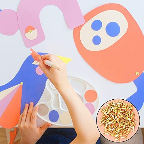 AIEX 600pcs Metal Paper Fasteners Round Brass Fasteners Split Pins for DIY Crafts Projects, Scrapbooking, Office, 0.47x0.3inch (Gold)