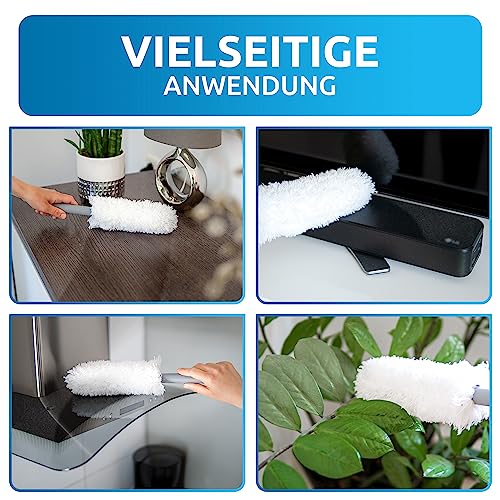 FusselZz® Staubwedel waschbar + 4 Ersatztücher – Premium Staubwischer & Spinnenwebenentferner mit Mikrofaser – Wiederverwendbarer Staubmagnet zur effektiven Reinigung - Jetzt mühelos staubfrei!
