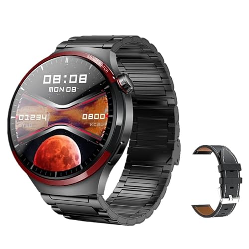 JINSHANGZI New S100 Max Watch Pro Men 1.62 Spherical Screen AI Voice Assistant BT Call Offline Payment NFC Women Sports Smartwatch 2024 (Black 2PCS Straps)