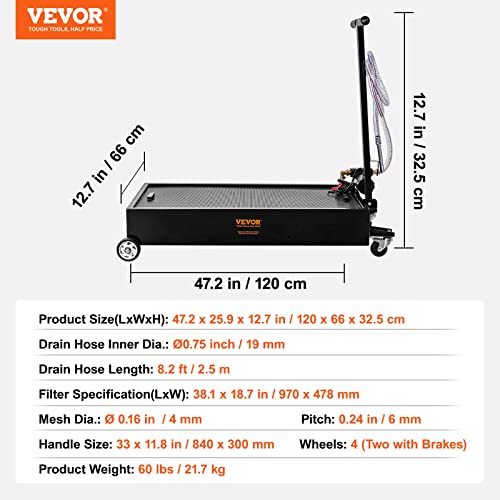 Vevor 20 GALLON OIL DRAIN PAN With Pump, Oil Change Pan With 180W Electric Pump, 8.2Ft Hose & Folding Handle, Rolling Oil Drain Cart For Trucks thumb #6