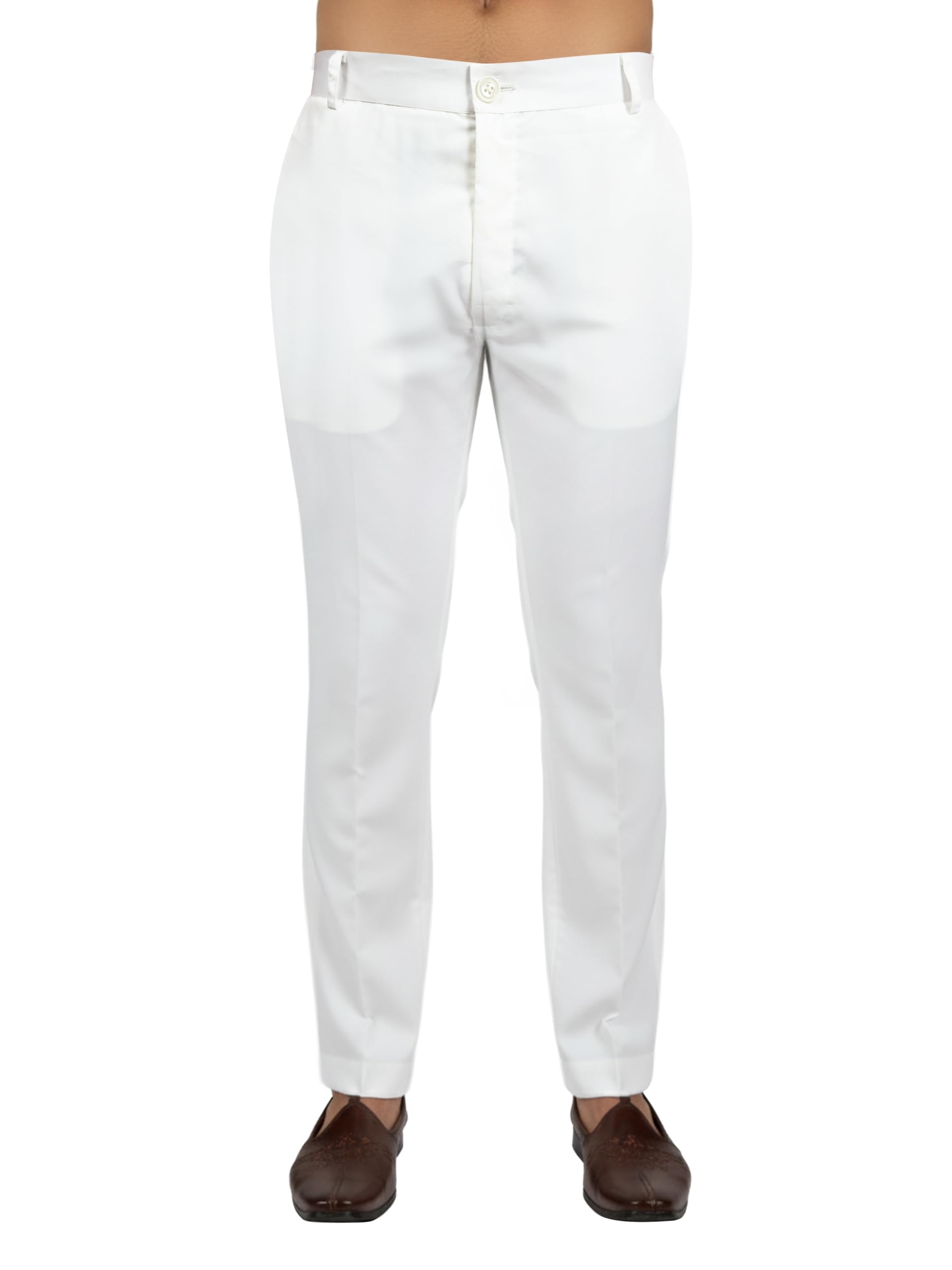 JBN Men's White Cotton Blend Men's pant