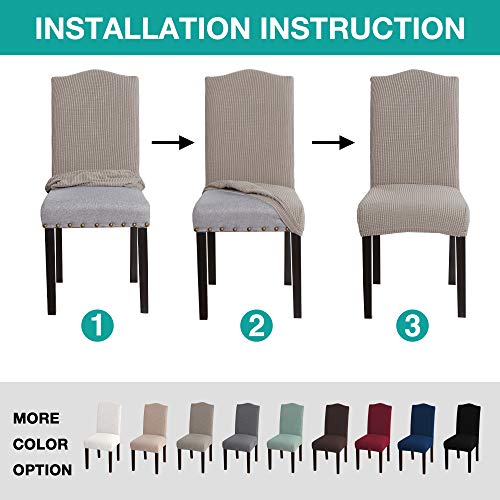 Turquoize Dining Chair Covers Stretch Chair Covers For Dining Room Set Of 4 Parsons Chair Slipcover Removable Kitchen Chair Covers Chair Protector Covers For Dining Room, Hotel, Ceremony (4, Taupe) #TOP4