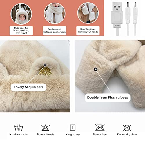 Bonnet à capuche chauffant USB blanc pour activités de plein air - 2