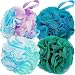 Fu Store Loofah Sponge Shower Loofahs 80g Bath Sponges Mesh Balls 4 Colors Body Scrubber Exfoliator Wash Back Scrubber Bathroom Men Women 4 Pack Scrubbers Cleaning Bathing Accessories