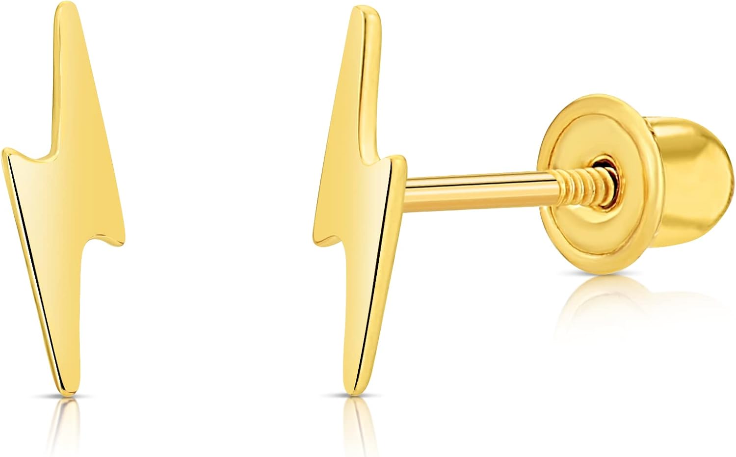 Solid Gold 14K Minimilastic Lightning Bolt Stud Earrings