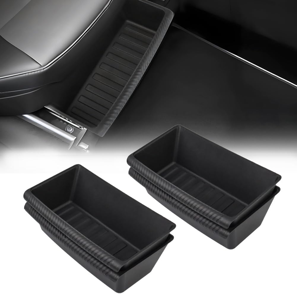 4 PCS Full Arounding Door Side Storage Organizer Compatible with 2025 2026 TES-la Model Y Juniper, Full Cover TPE Door Side Pocket Box Tray, Front & Rear Side Organizer Tray Protector Liner