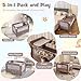 BABY JOY 5-in-1 Pack and Play, Portable Baby Bedside Sleeper with Bassinet, U-Shaped Diaper Changer, Safety Strap, Side Zipper Entrance, Bedside Crib Playard from Newborn to Toddlers (Coffee)