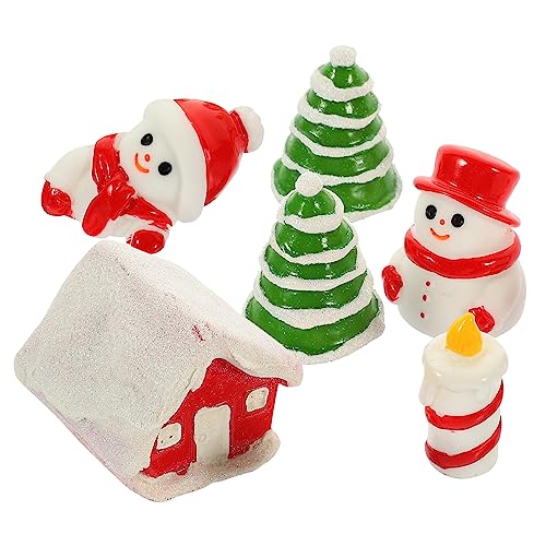 Cabilock 1 Juego Mini Adornos Navideños de Muñecos Árboles y Casa para Decoración de Micro y Accesorios