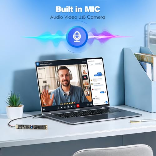 Eirolace 13MP USB Industriekamera mit Autofokus & Mikrofon, 4K UVC Kameramodul mit 110° Weitwinkelobjektiv ohne Verzerrung, Plug & Play für Raspberry Pi, Lightburn & Linux
