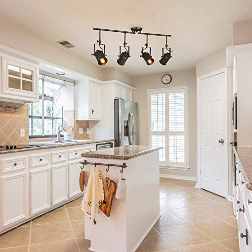 Track Lighting, Semi Flush Mount Ceiling Light, 4 Adjustable Track Lighting Heads, for Ceiling and Wall, 36.4 inches