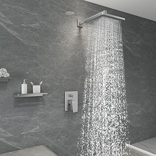 Gabrylly Shower System, Wall Mounted Shower Faucets Sets Complete For Bathroom With High Pressure 10" Rain Shower Head And 3-Setting Handheld Shower Head Set, 2 Way Shower Valve Kit, Brushed Nickel #TOP3