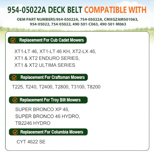 Image of 954-05022A Belt 1 /2 inchx108.3 inch for Cub Cadet Craftsman Troy Bilt Aramid Cord | Fits 46 inch Cub Cadet, for Craftsman, for Troy Bilt mowers, replaces 954-05022 754-05022A CMXGZAM501063