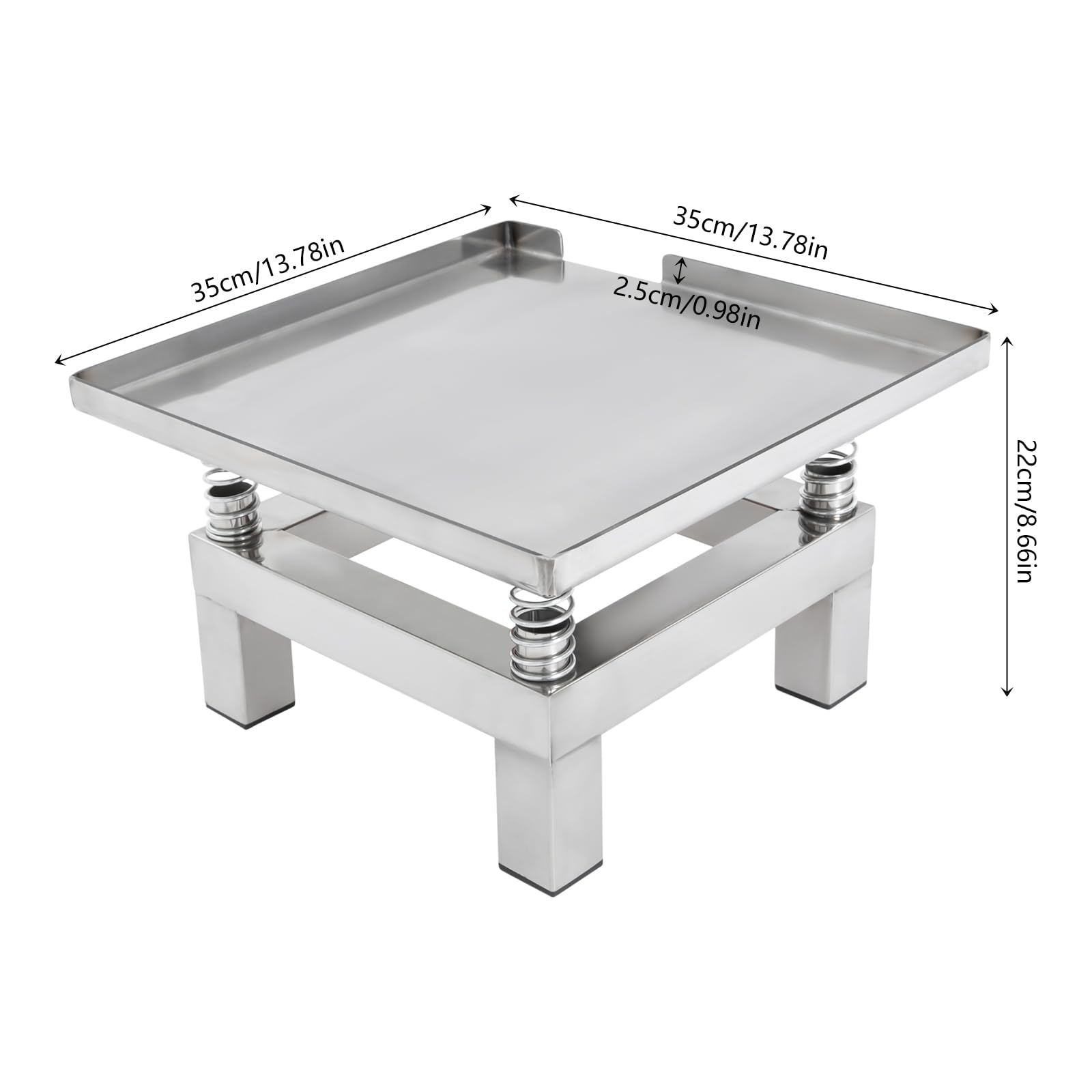 35 x 35 cm, motore vibrante per calcestruzzo e cemento, tavolo vibrante industriale in acciaio inox, 220 V, facilità di movimento, facile da pulire, 50 W, argento, vibrazione ad alta efficienza