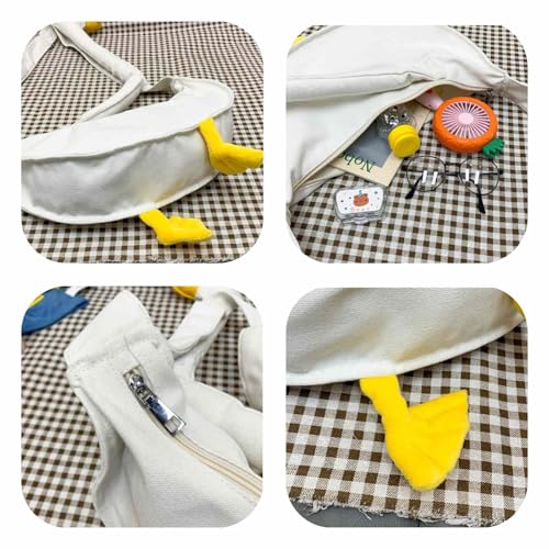 Silly Goose Bag, Funny Goose Canvas Shoulder Bag, Adjustable Strap Cute Animal Goose Crossbody Bag3