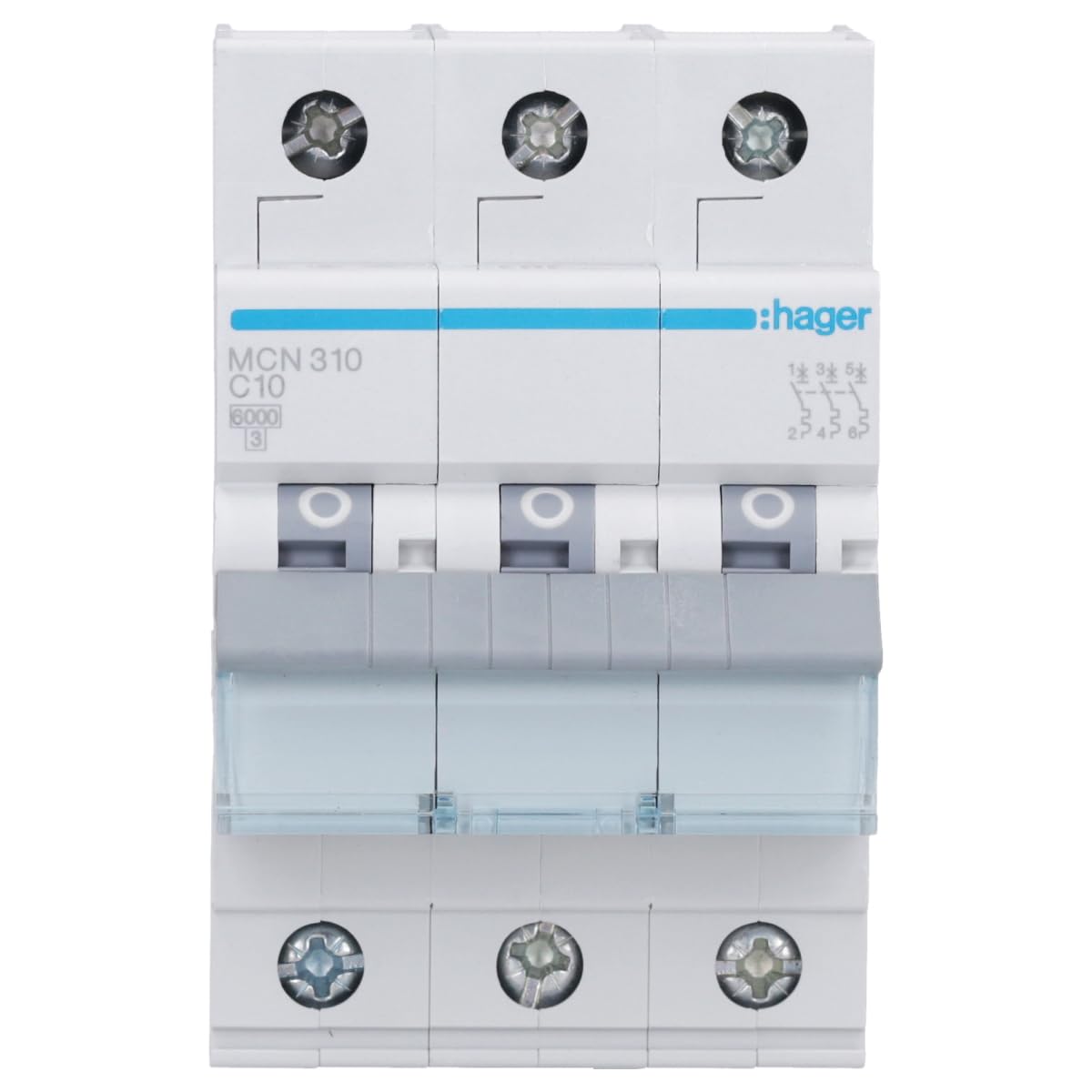 Hager MCN310 LS-Schalter 3P 6kA C-10A 3M Schraubtechnik