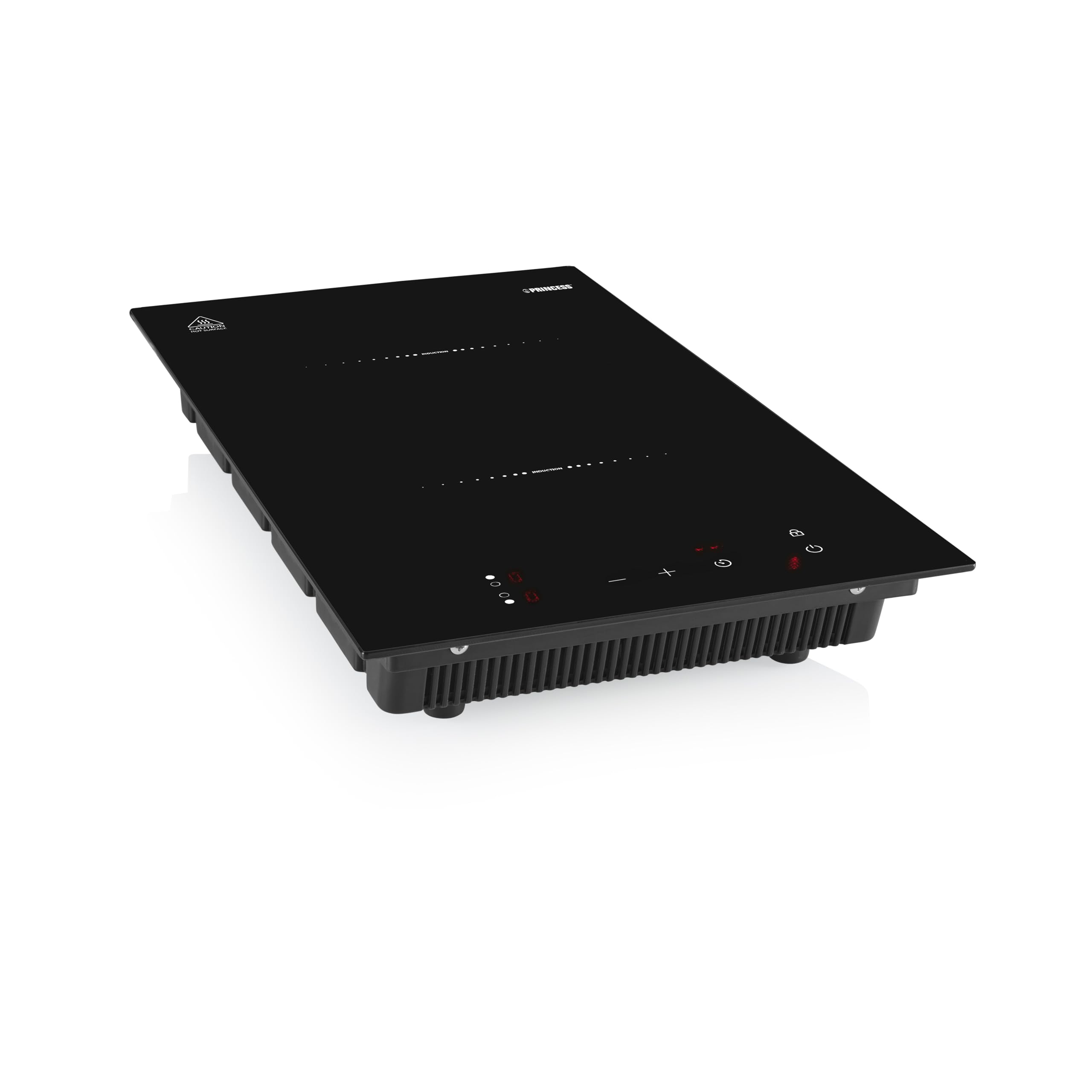 Princess Placa de inducción doble, empotrable o de sobremesa, 3300 W, control táctil LCD, temporizador, apagado automático, protección contra sobrecalentamiento, fácil limpieza, 303015