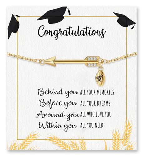 Graduation Gifts for Her 2025, 2025 Graduation Gifts High School College Graduation Gifts for Teen Girls 5th 8th Grade Masters Degree Grads Initial Bracelets for Women Letter A-Z Charm Bracelet Daughter Niece Granddaughter Girlfriend Jewelry