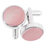 DQT Men Plain Satin Fabric Inlay Wedding Cufflinks - Dusty Pink