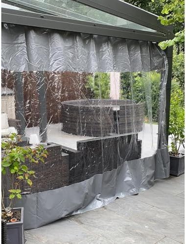Waterproof Outdoor Tarp Curtains with Grommets - Durable PVC Plastic Side Panels for Pergola, Patio, Porch, Garden Privacy Screen - 4x3m Weather-Resistant Partition
