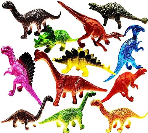 AMZING Set of 12 Dinosaur Toy for Kids Action Figure Animal Model Collection Learning & Educational Kids Gift Jurassic Sickle Dragon Model Simulation Large and Small Size Mix