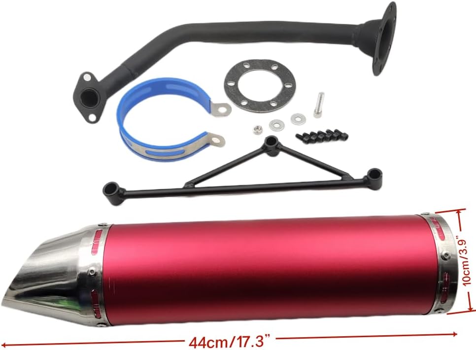 RED Muffler Exhaust Pipe System for GY6150CC Scooters Stroke Engine