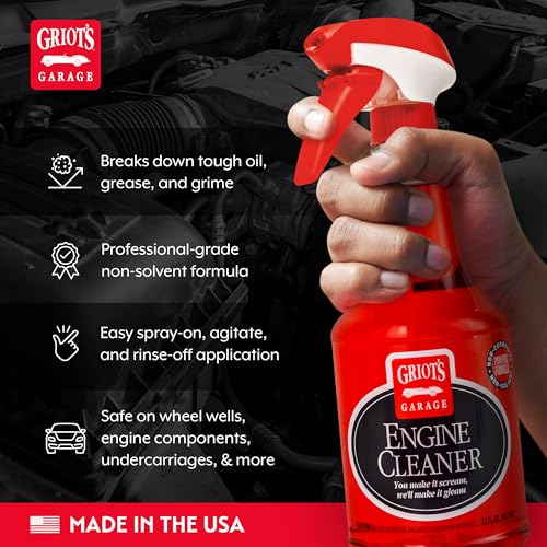 Griot's Garage Engine Cleaner for Car, Motorcycle, Boat, RV, and Truck, Oil, Dirt, and Grime Remover, 10959, 22oz