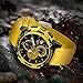 OXFANITE Men's Fashion Watch Silicon Band Business Quartz Watches Luxury Waterproof Luminous Analog Display with Date Chronograph Multifunctional Watch Yellow