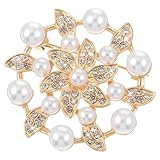 Elegaperma Brooches for Women UK Flowers, Gifts Golden Flowers Pearl Brooches, Chunky Gold Necklace Broach, Elegant Floral Brooch for Birthday Gifts for Women Girl Friends