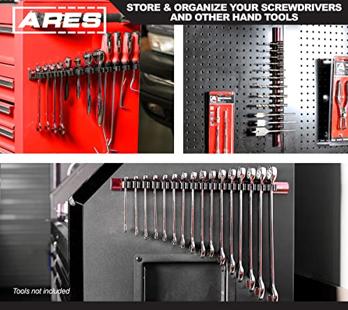 Image of ARES 62025 Red 16.5-In Magnetic Screwdriver Organizer, Holds 16 Tools | Magnetic Base Attaches to Ferrous Metal; Holds Up to 16 Tools; Machined Aluminum Construction